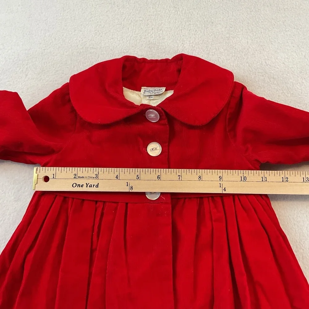 Vintage Baby Duds Of Oklahoma Red Corduroy Coat Jacket Girls Size 1T Lined